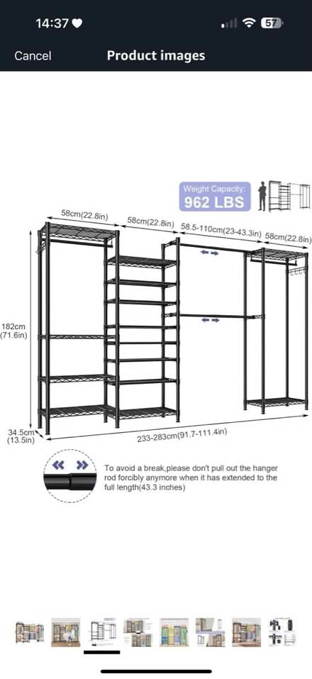 Photo of free Expandable Metal Wardrobe Clothes (Priory close) #2