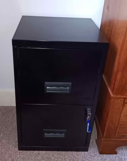 Photo of free 2 drawer black metal filing cabinet (Ringwood BH24) #1