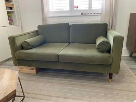 Photo of free 2 seat sofa green velvet (South Oxhey WD19) #2