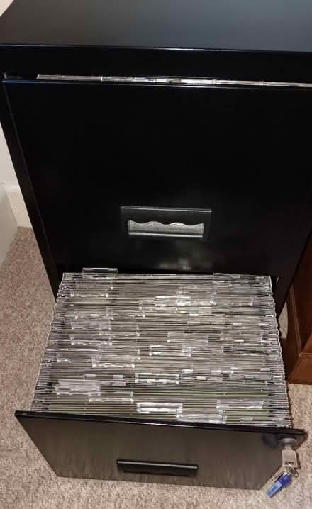 Photo of free 2 drawer black metal filing cabinet (Ringwood BH24) #3