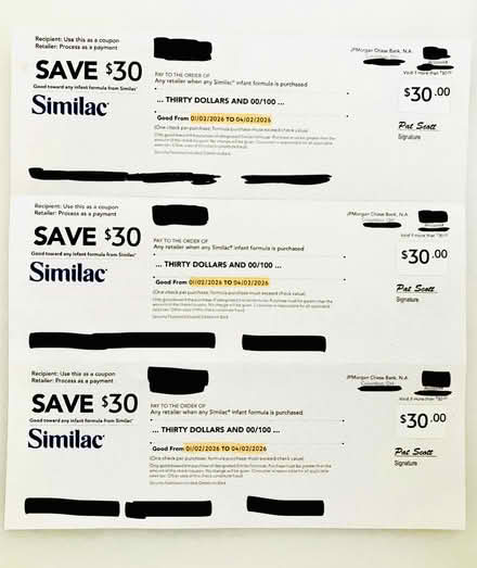 Photo of free Similac Checks: $90 (Baby Formula) (Sunnyvale- Birdland Neighbors) #2