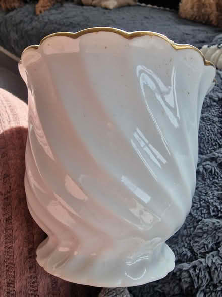 Photo of free Indoor white floral china plant pot (BN27) #2