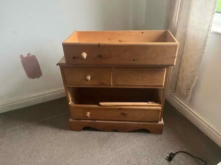 Photo of free Fairly old Pine 3- Drawer set (BD17 , Baildon) #1