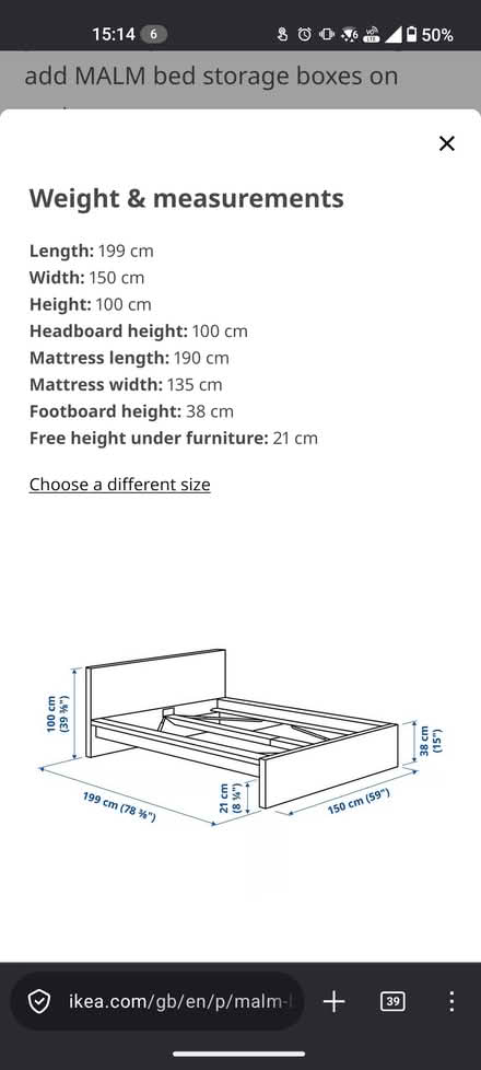 Photo of free IKEA Malm double bed w/ mattress (Brixton Hill SW2) #2