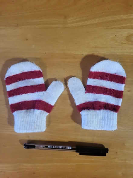 Photo of free Pair of kids red & white gloves (Ballyclare BT39) #1