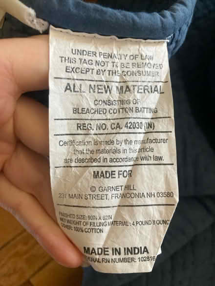 Photo of free Large (90x92”) comforter with wear (Davis) #2