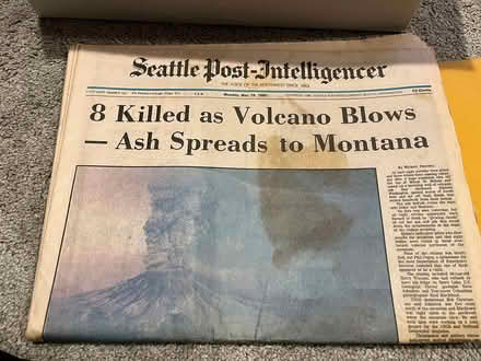 Photo of free newspapers about Mt. St. Helens (downtown Edmonds) #3
