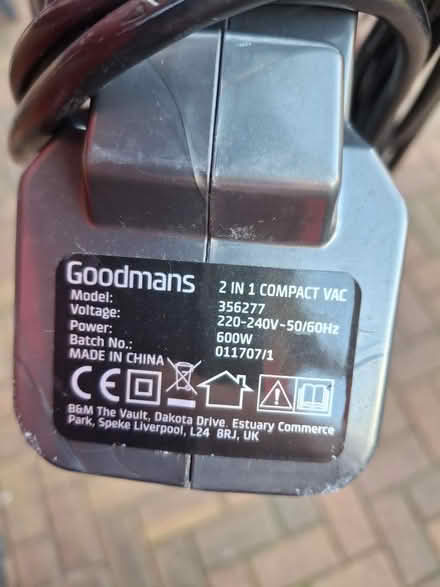 Photo of free Goodmans vacuum cleaner (SN25 Abbey meads) #2