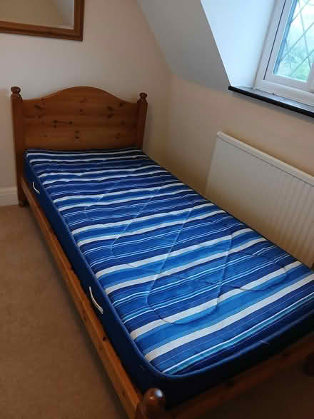 Photo of free Single Pinewood Bed and Mattress (Sevenoaks TN13) #1