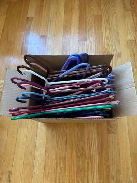 Photo of free Box of plastic hangers (Stamford) #1