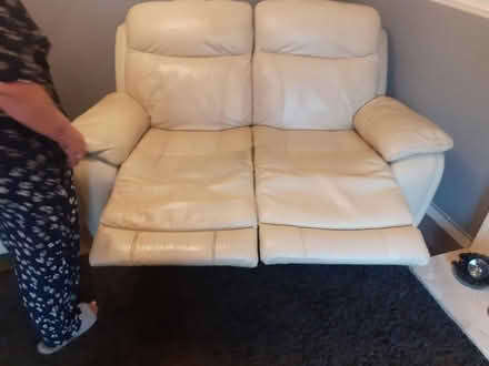 Photo of free 2 seater cream leather sofa (Druids Heath , B14 .) #2