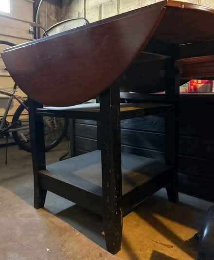 Photo of free Round Wooden Table w Wine Rack (Warrendale) #1