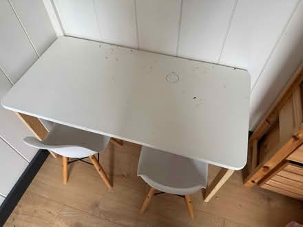 Photo of free Kid-sized desk/craft table & chairs (Bethnal Green E2) #3