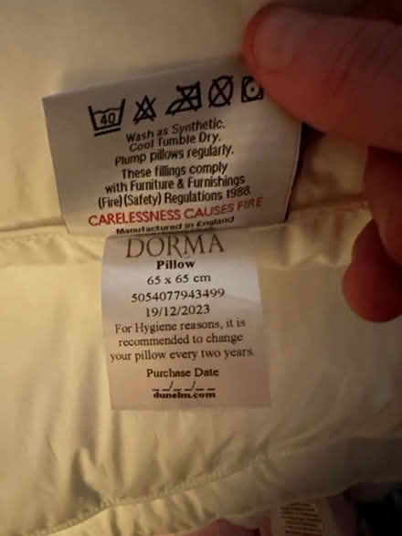 Photo of free 3x New/Unused Pillows 65x65cm (Romford RM1) #2