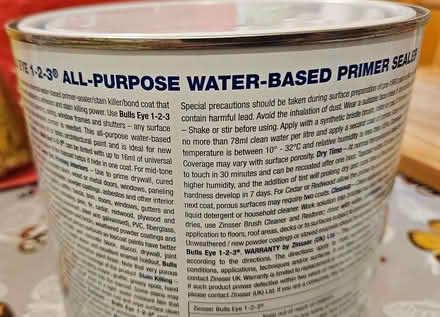 Photo of free Zinnsser Bulls Eye 1-2-3 Primer sealer - 2.5 L tin (Knightsfield AL8) #2