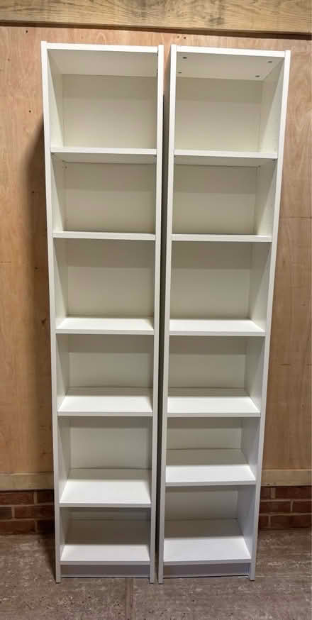 Photo of free 2x Tall white bookshelves (Little Whelnetham) #2