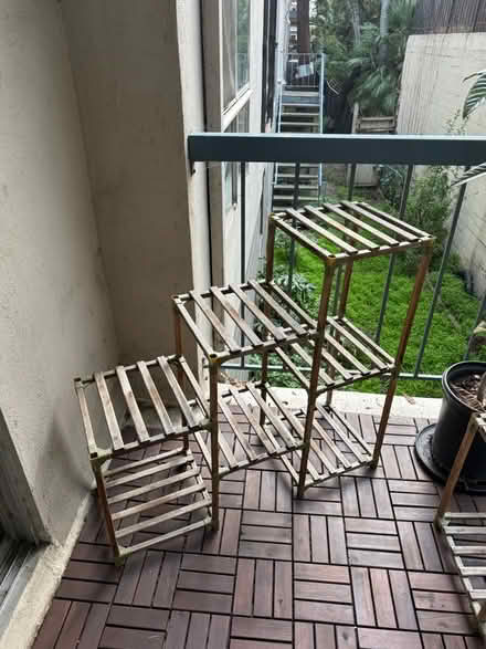 Photo of free Outdoor wooden plant shelves (Adams Point) #2