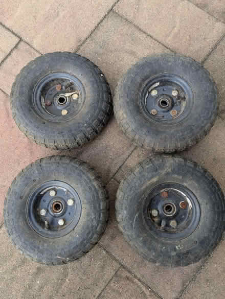 Photo of free Four wheelbarrow wheels (Cupertino Public Library) #1