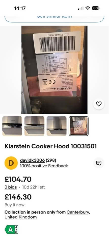 Photo of free Klarstein Extractor Hood (CT4) #1