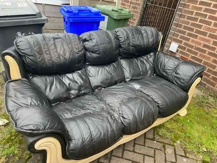 Photo of free 3 seater leather sofa (Golborne) #1