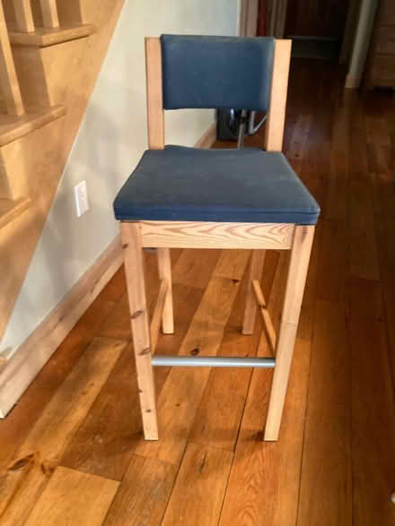 Photo of free Wood stool with cushion & back rest (Ashdale, S. of Gerrard Library) #2