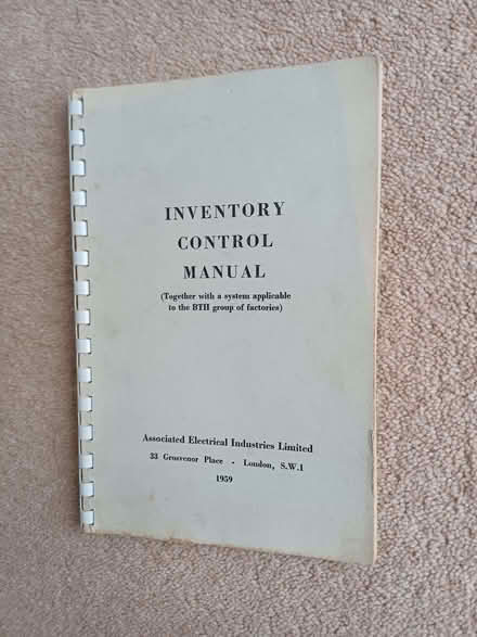 Photo of free AEI & BTH Inventory Control Manual (Leire LE17) #1