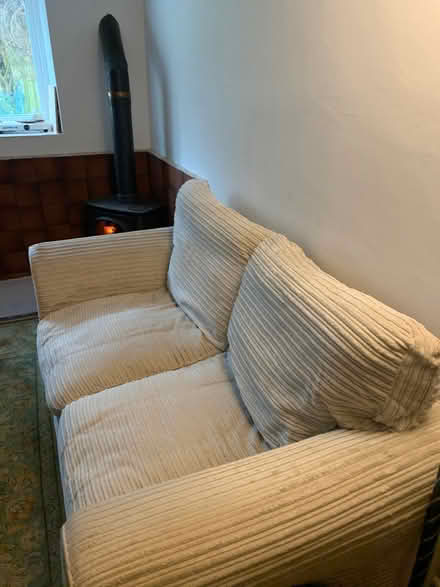 Photo of free Cream/beige coloured thick velvet corduroy sofa (Peasedown St John CP BA2) #1