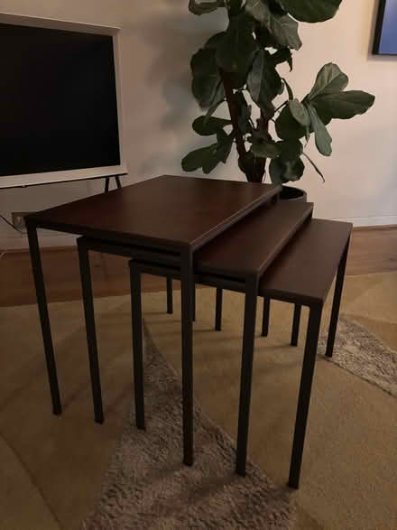 Photo of free Wood and cast iron nesting tables (Barbican, EC2Y) #1