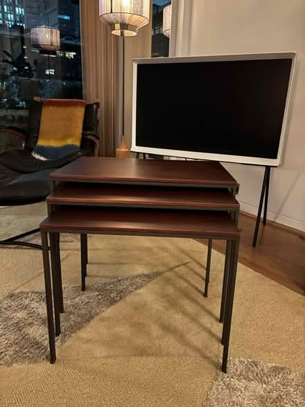 Photo of free Wood and cast iron nesting tables (Barbican, EC2Y) #2