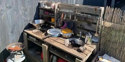 Photo of old saucepans, kids garden buckets and spades, windbreaks. (Bishop's Castle SY9) #1