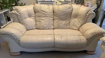 Photo of free Cream 3 Seater Leather Sofa (Harold hill RM3) #2