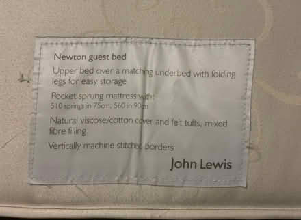 Photo of free John Lewis Single Mattress (Heald Green SK8) #3