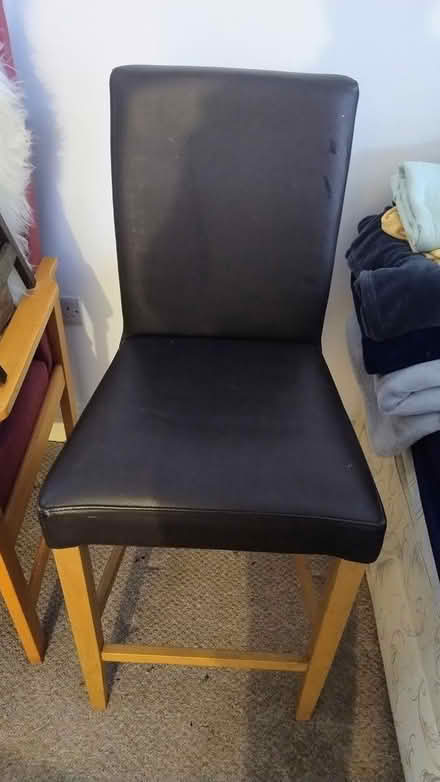 Photo of free Tall stool black pvc upholstered (Teversham) #1