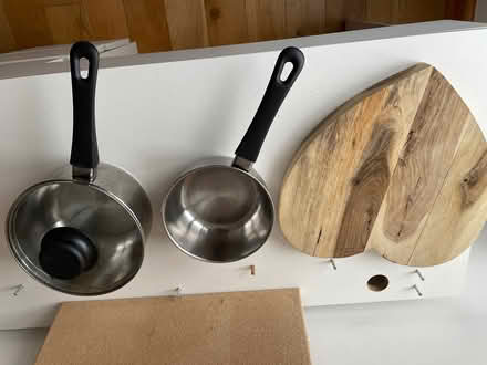 Photo of free 2 saucepans and a heart shaped chopping board (Shelton SY3) #1