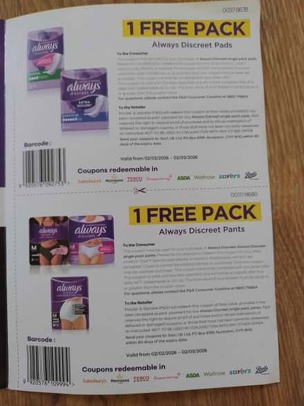 Photo of free Always Discreet Coupons (Riseley, Bedford) #1