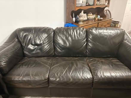 Photo of free Chocolate Brown Leather Couch (Ancaster Meadowlands) #1