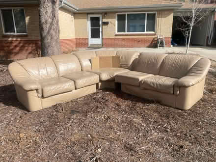 Photo of free Leather sectional sofa beige (Englewood) #1