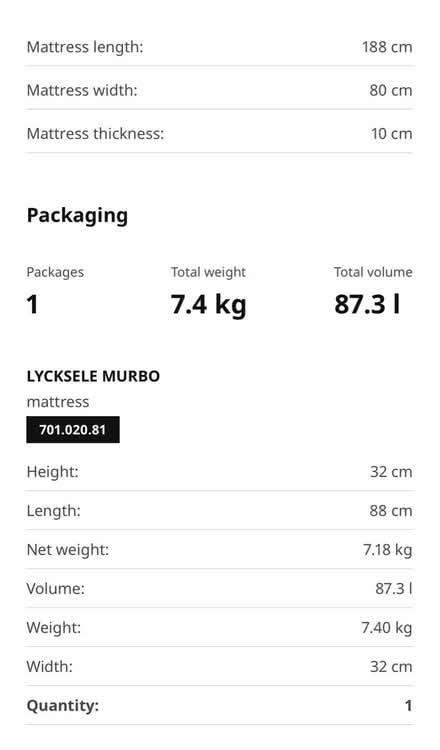 Photo of free LYCKSELE MURBO Mattress (Wood Green N22) #2