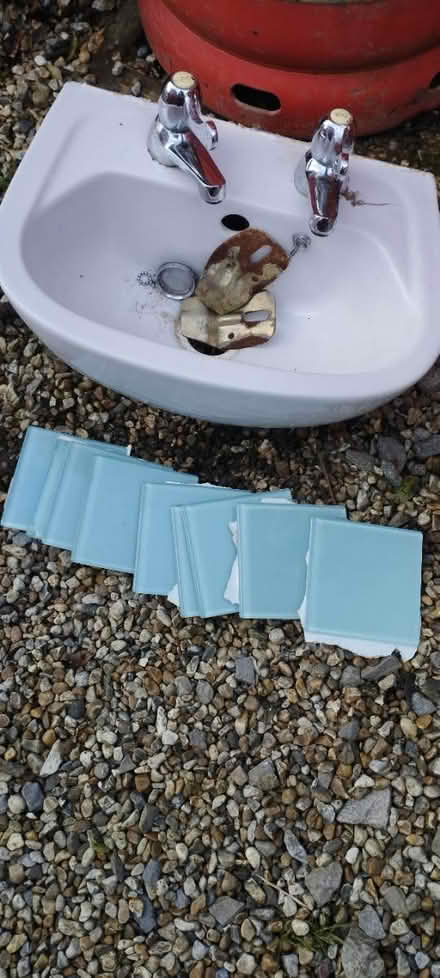 Photo of free Small cloakroom sink, taps, 9 tiles (Hooe) #1