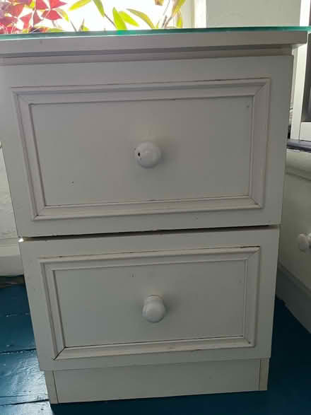Photo of free White two drawer bedside chest (Stretford M32) #1