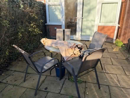 Photo of free Outdoor Furniture - Tables, 4 Chairs, Umbrella (Parnwell) #1