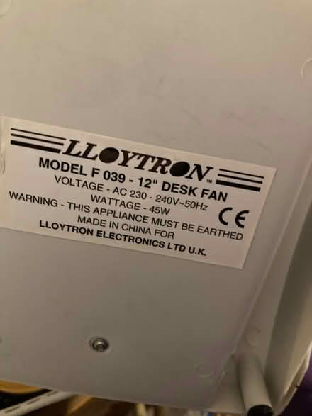 Photo of free Desktop Fan 12" (S10 Crosspool) #3