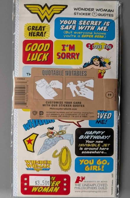 Photo of free Wonder Woman card and stickers (Santa Clara near Great America) #3