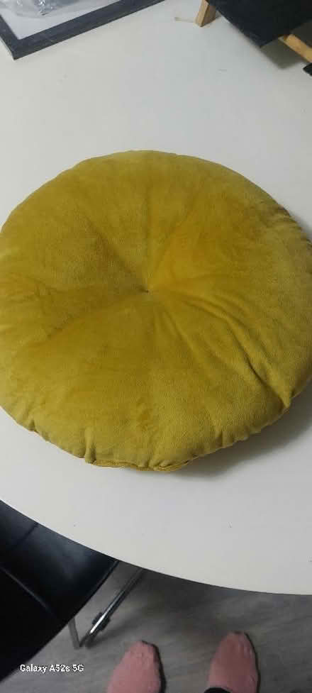 Photo of free Mustard velvet round cushion (BT15) #1