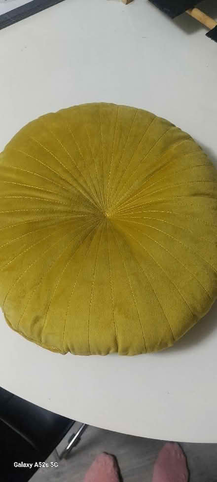 Photo of free Mustard velvet round cushion (BT15) #2