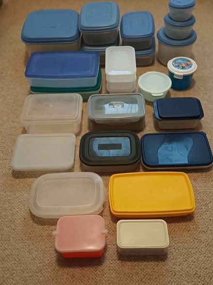 Photo of free 25 tupperware plastic sealed tubs (Hednesford WS12) #1