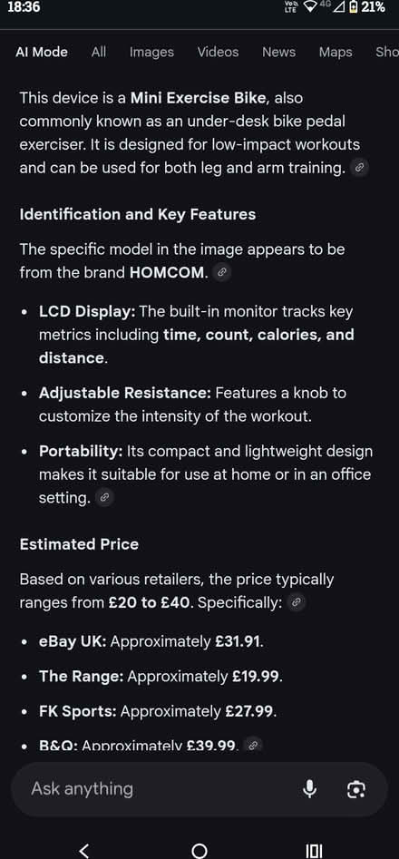 Photo of free Adjustable mini exercise bike (Richmond TW9) #2