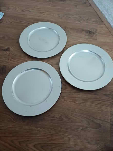Photo of free 8 M&S Charger Plates silver 33cm (Yateley GU46) #3