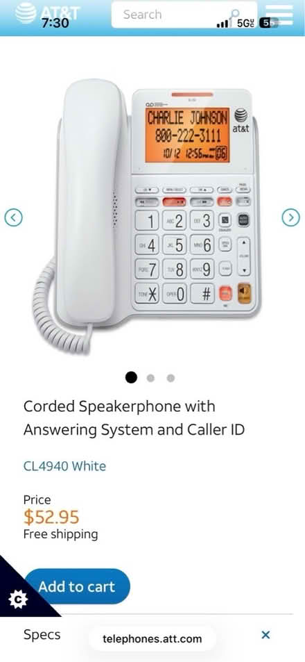 Photo of free AT&T Landline White Phone (Rego Park) #1