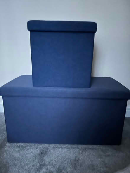 Photo of free 2 blue fabric storage boxes (Spinningfields M3) #1